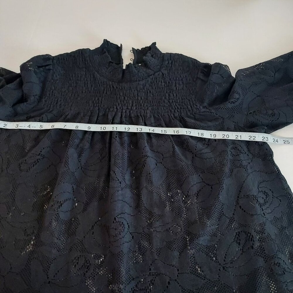 Sundance Dorina Black Lace Mock Neck Blouse Size Lg Size Lg - Picture 9 of 11